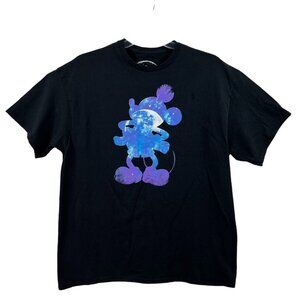 Disney Silhouette Mickey T-Shirt XL Galaxy Short Sleeve Black Unisex